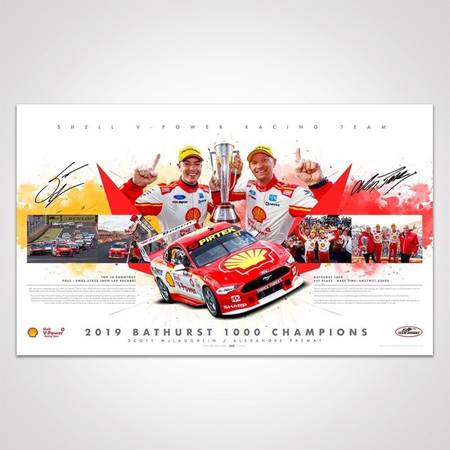 Limited Edition Prints Authentic Collectables | Mclaughlin 2019 Bathurst 1000 Winner Shell V-Power Ford Mustang Print Poster - Authentic Collectables