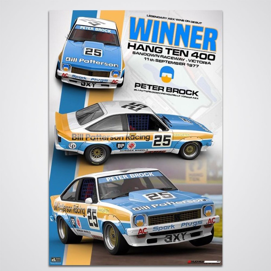 Limited Edition Prints Peter Hughes Motorsport | 1977 Hang Ten 400 Sandown Winner Peter Brock Holden Torana Print Poster