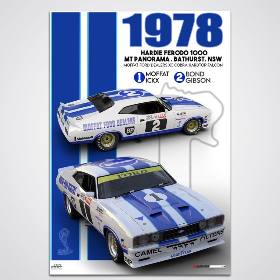 Limited Edition Prints Peter Hughes Motorsport | 1978 Hardie-Ferodo Bathurst 1000 Moffat Ford Dealers Print Poster