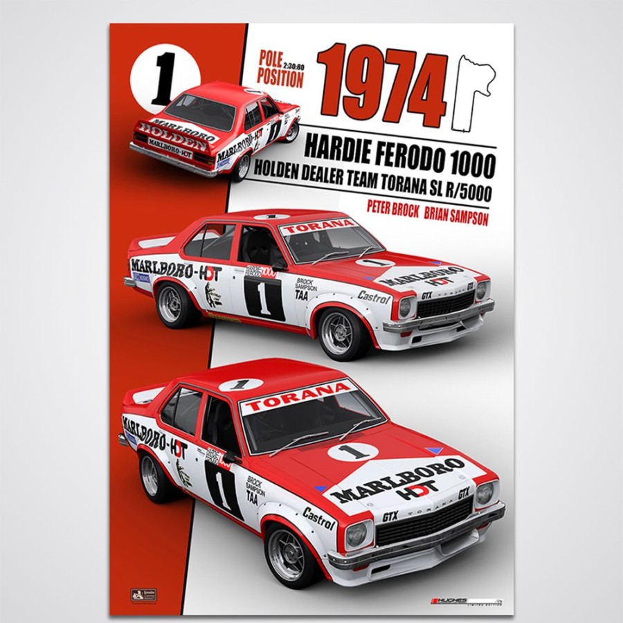 Limited Edition Prints Peter Hughes Motorsport | 1974 Hardie-Ferodo Bathurst 1000 Pole Position Peter Brock Holden Torana Print Poster