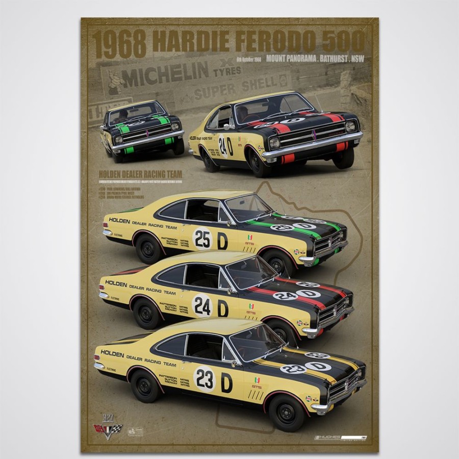 Limited Edition Prints Peter Hughes Motorsport | 1968 Hardie-Ferodo Bathurst 500 Holden Dealer Racing Team Print Poster