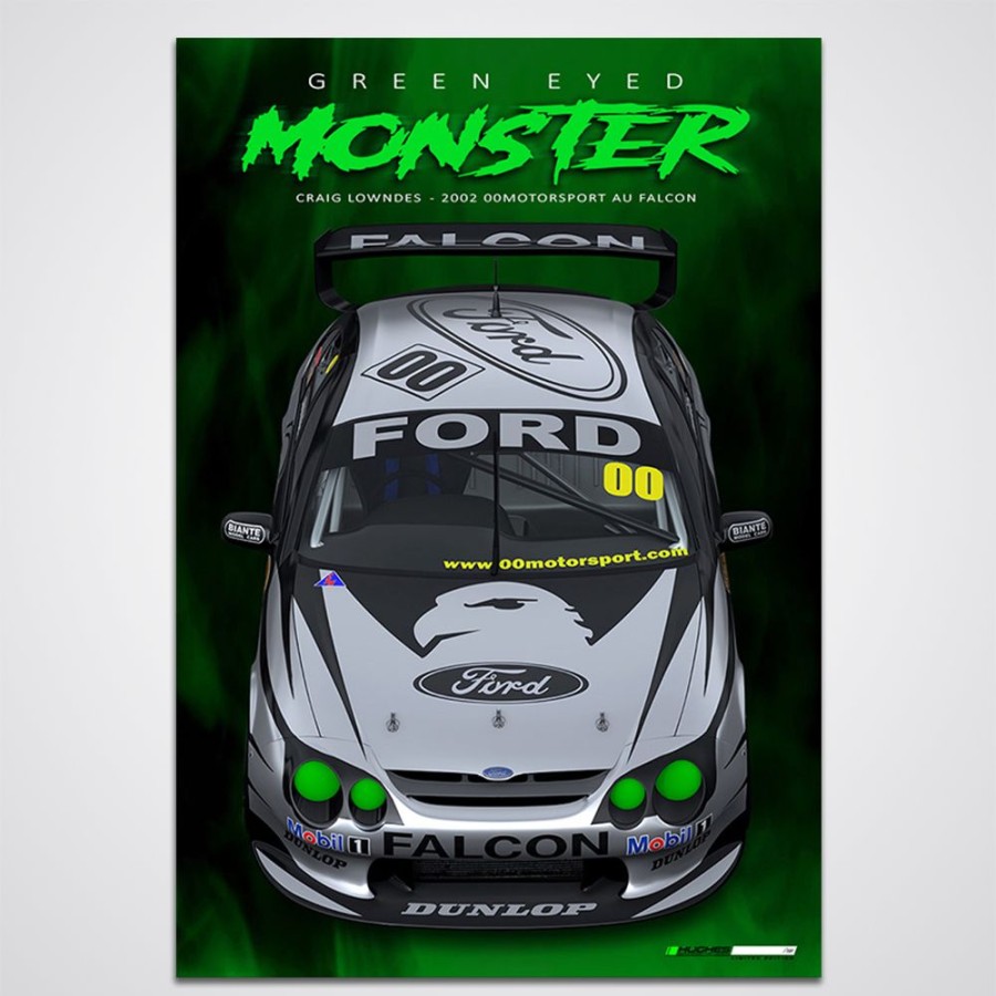 Limited Edition Prints Peter Hughes Motorsport | Craig Lowndes 00 Motorsport Au Falcon "Green Eyed Monster" - Limited Edition Print